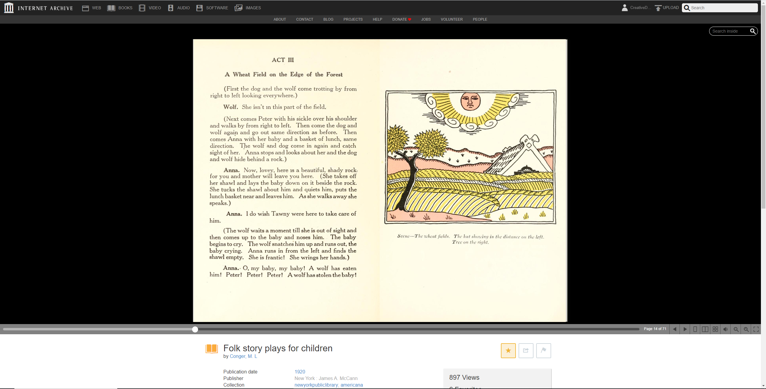 Example of Internet Archive's reading interface